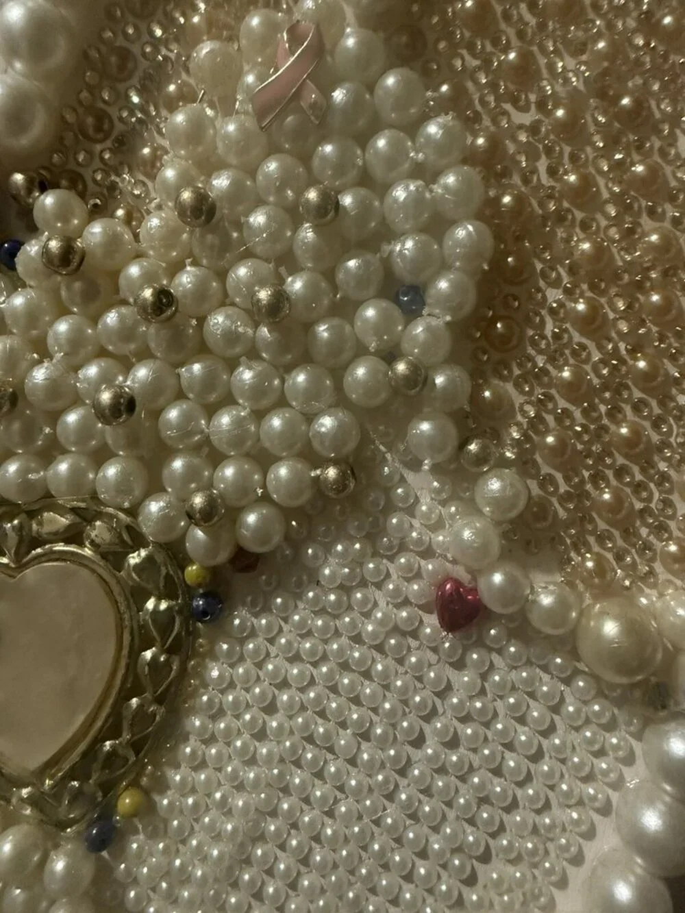 Valentine Heart Cancer Survivor Decor WITH Costume Jewelry Beads Rhinestone